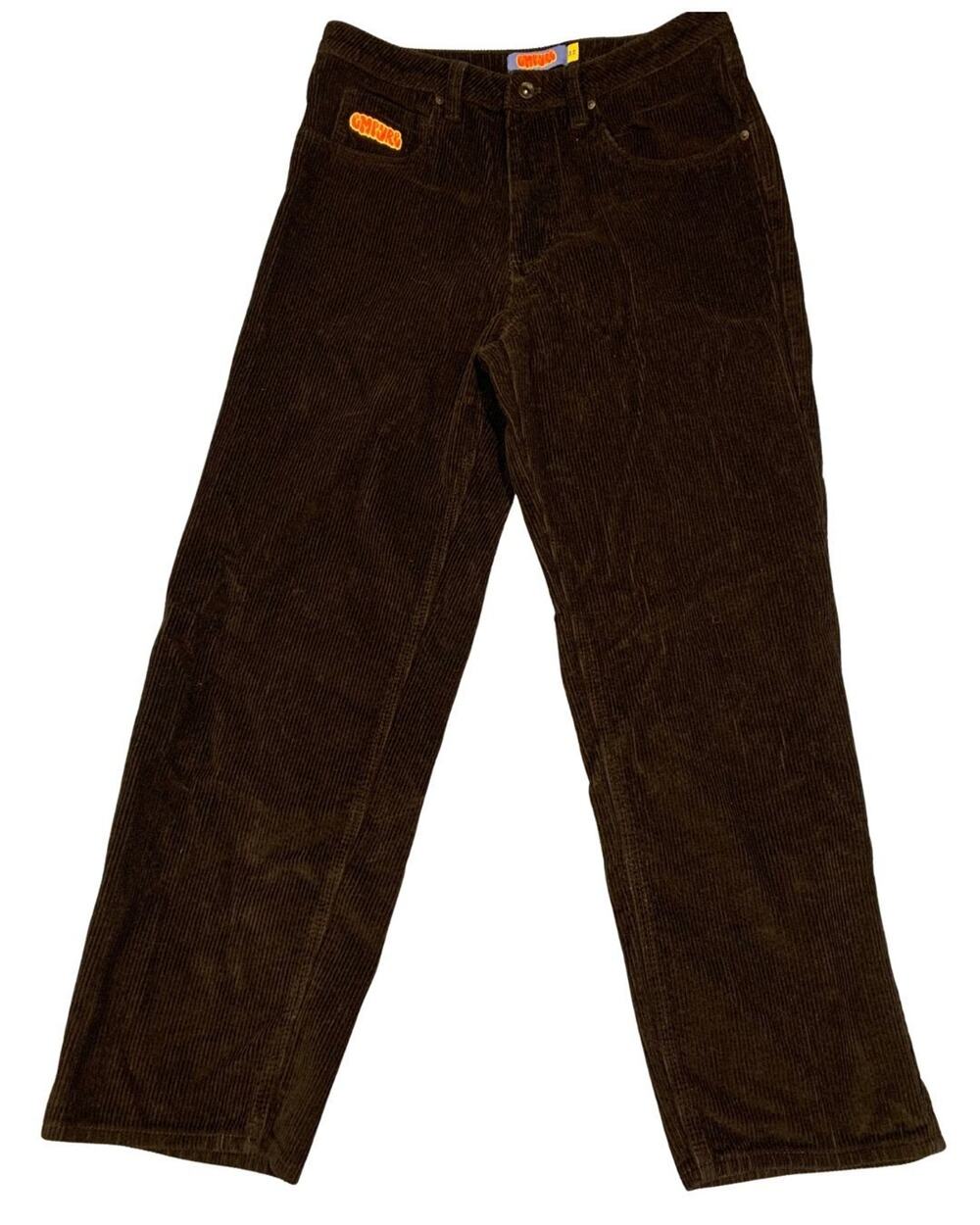 Empyre Mens Loose Fit Skater Corduroy Pants Size 32 Black Baggy Logo Streetwear